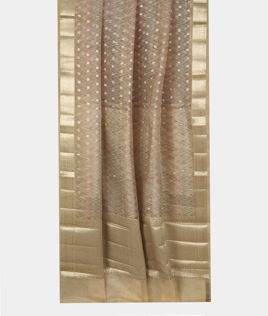 Cream Kora Organza Printed Saree T3553782