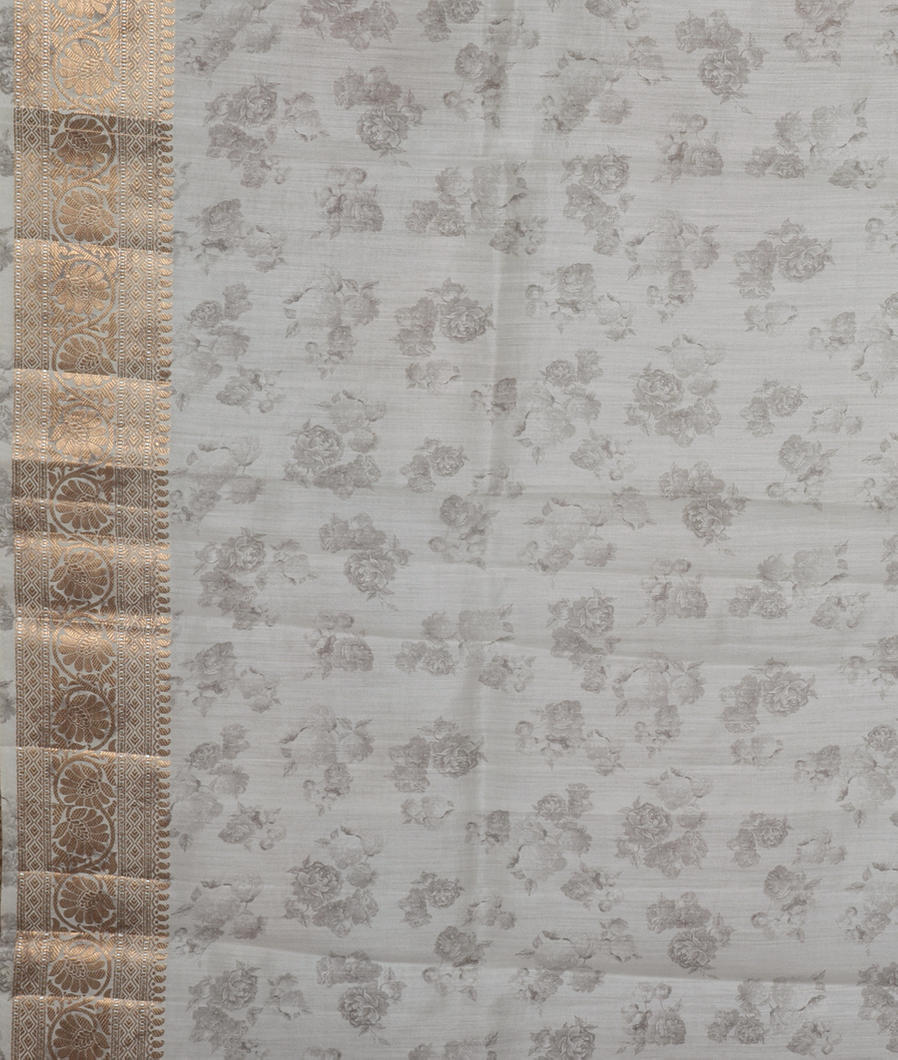 Grey Kora Organza Printed Saree T3553813