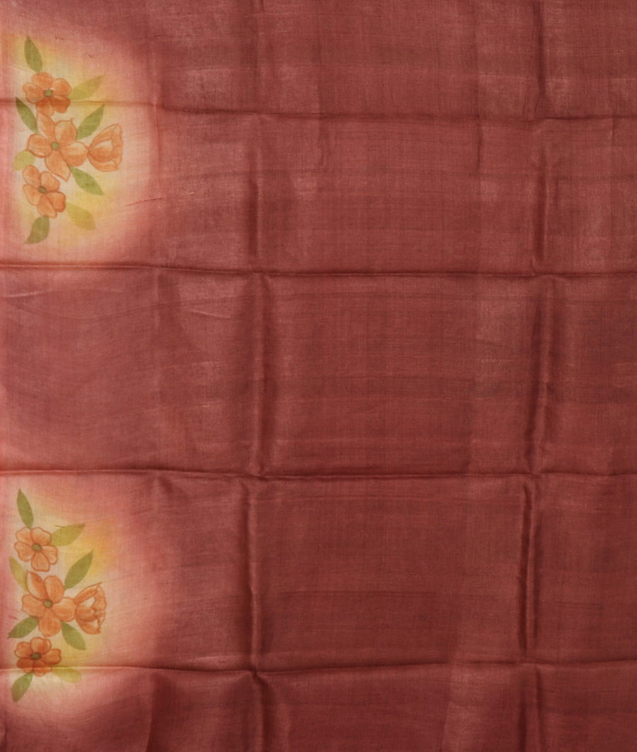 Rust Tussar Printed Saree T3565923