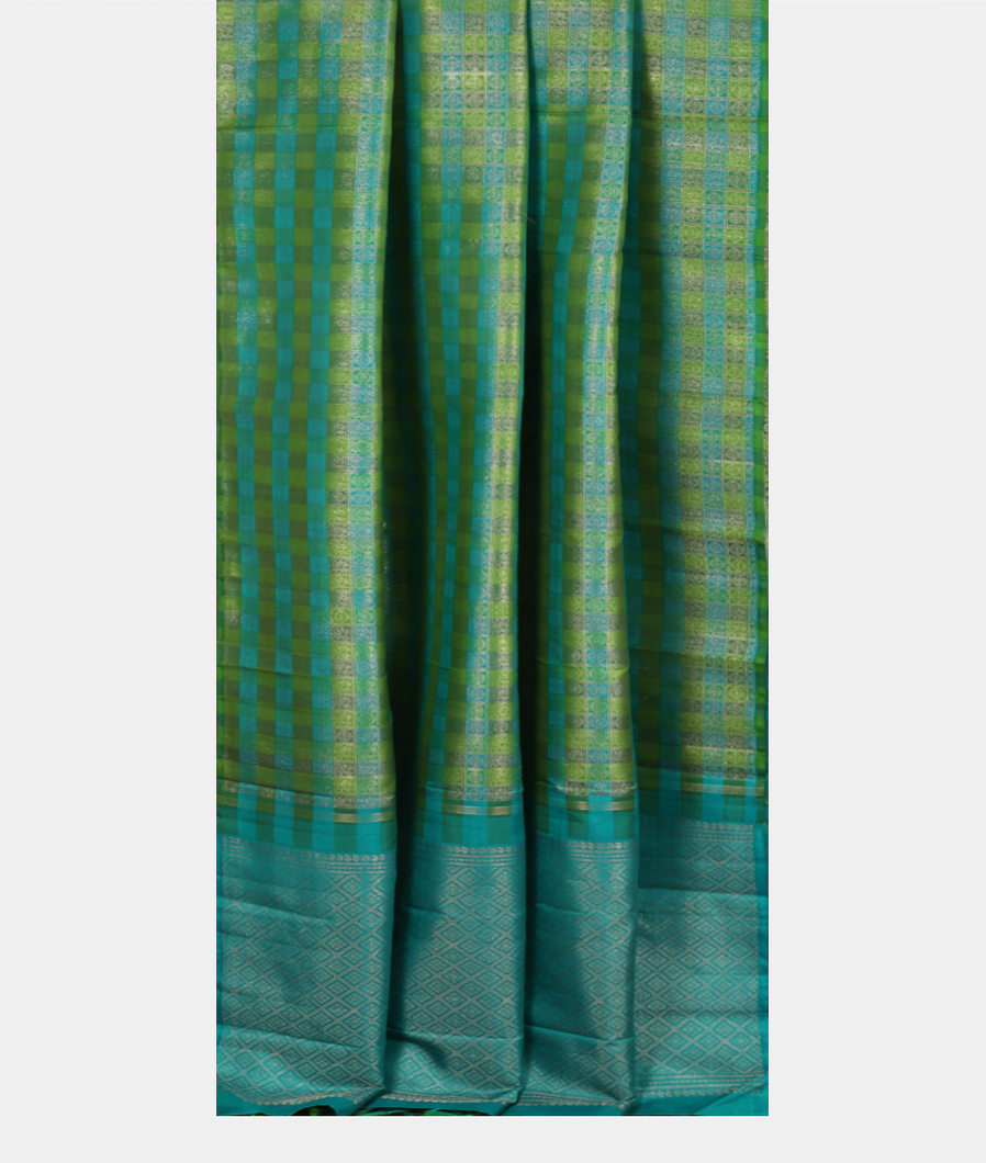 Green and Blue Handwoven Kanjivaram Silk Saree T1242282