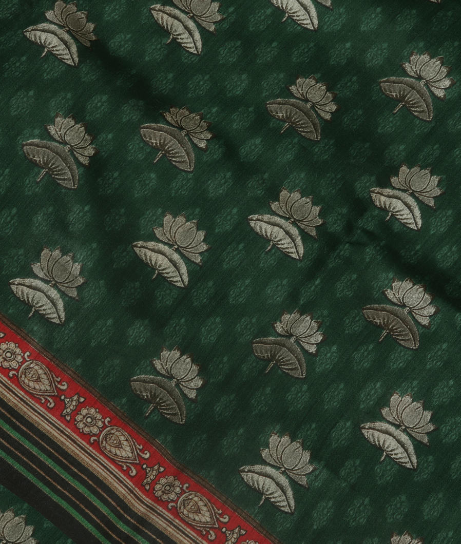 Green And Black Tussar Printed Saree T354127-image