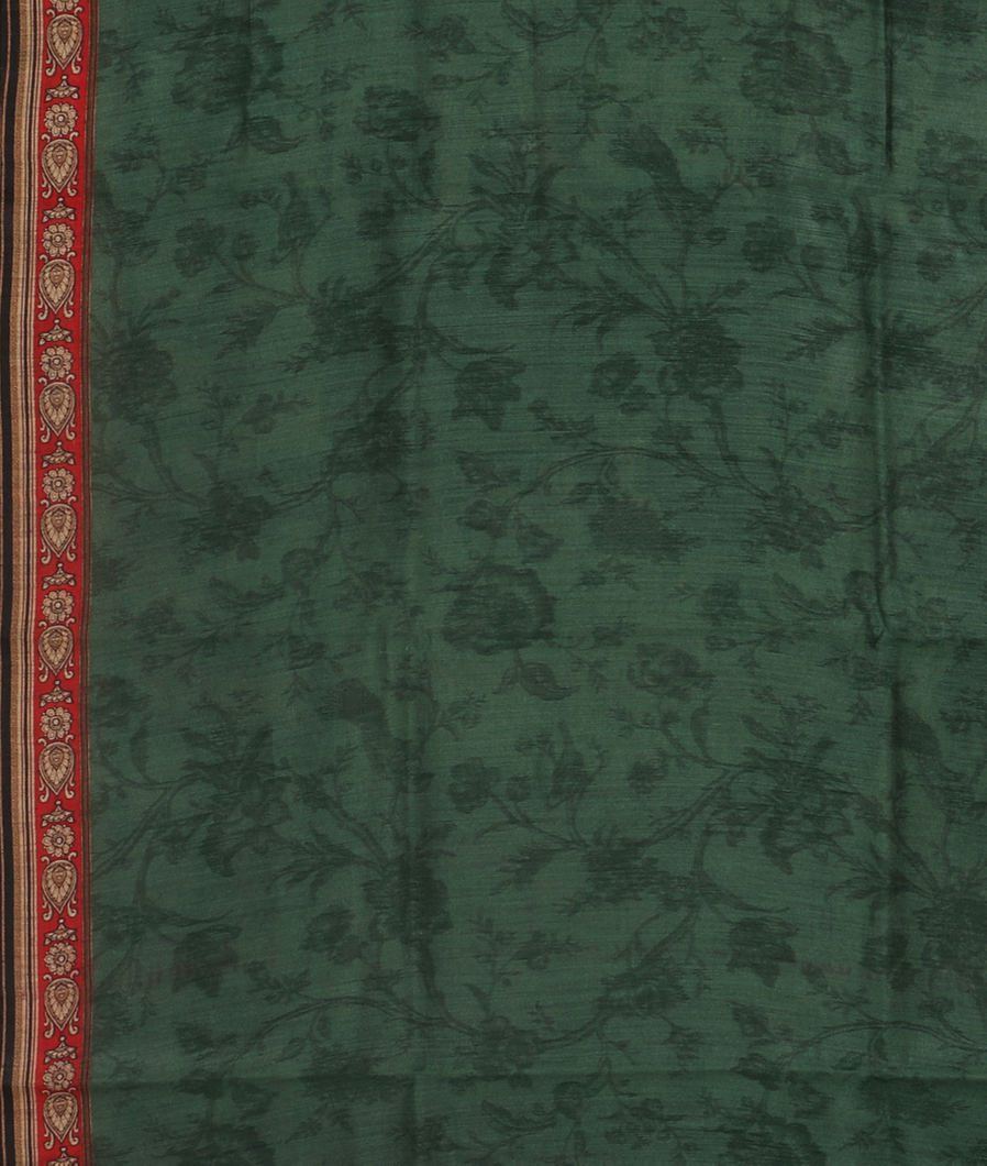Green And Black Tussar Printed Saree T3541273