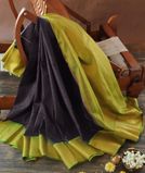 Midnight Blue Handwoven Kanjivaram Silk Saree T3428721