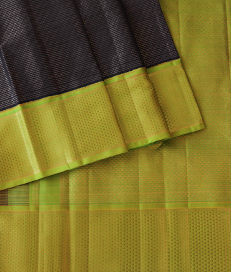 Midnight Blue Handwoven Kanjivaram Silk Saree T3428724