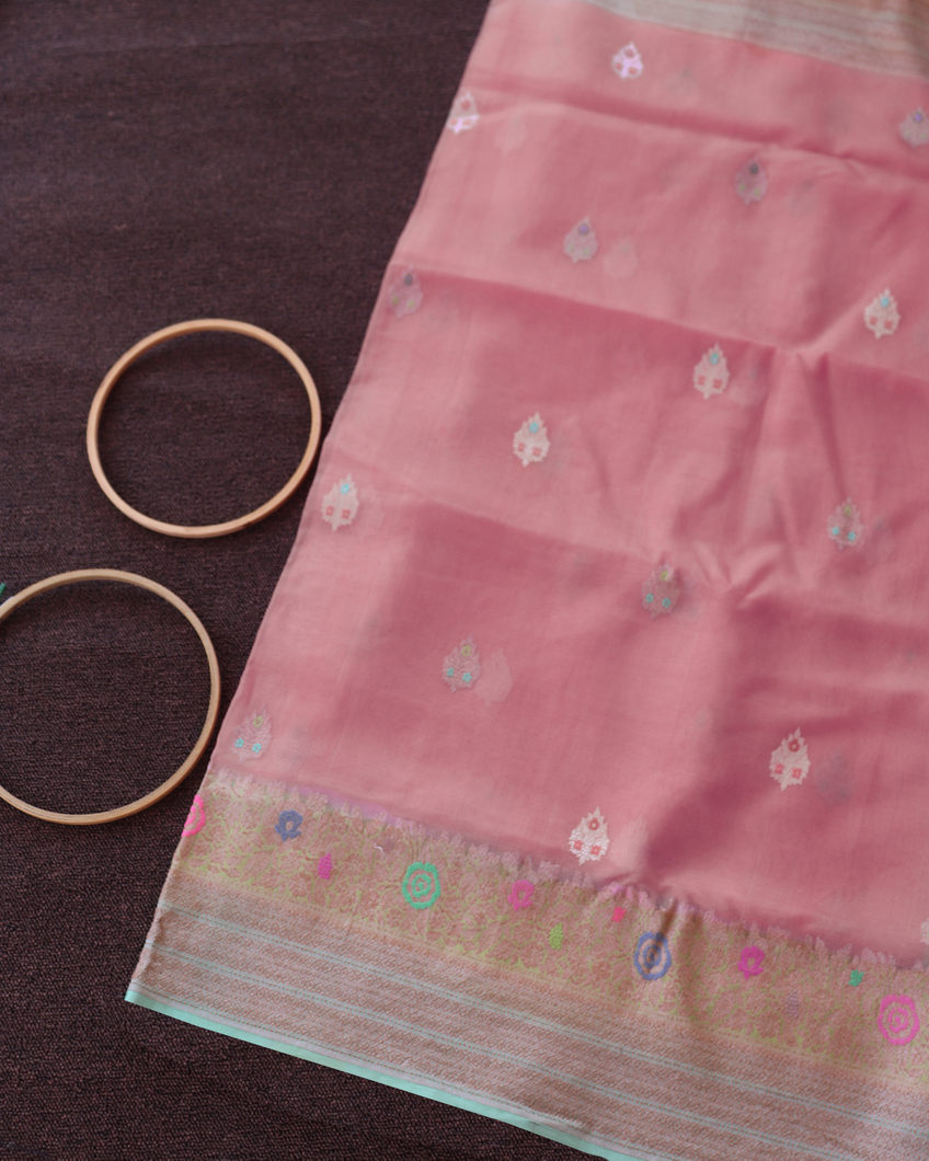 Pink Banaras Organza Saree T358941-image