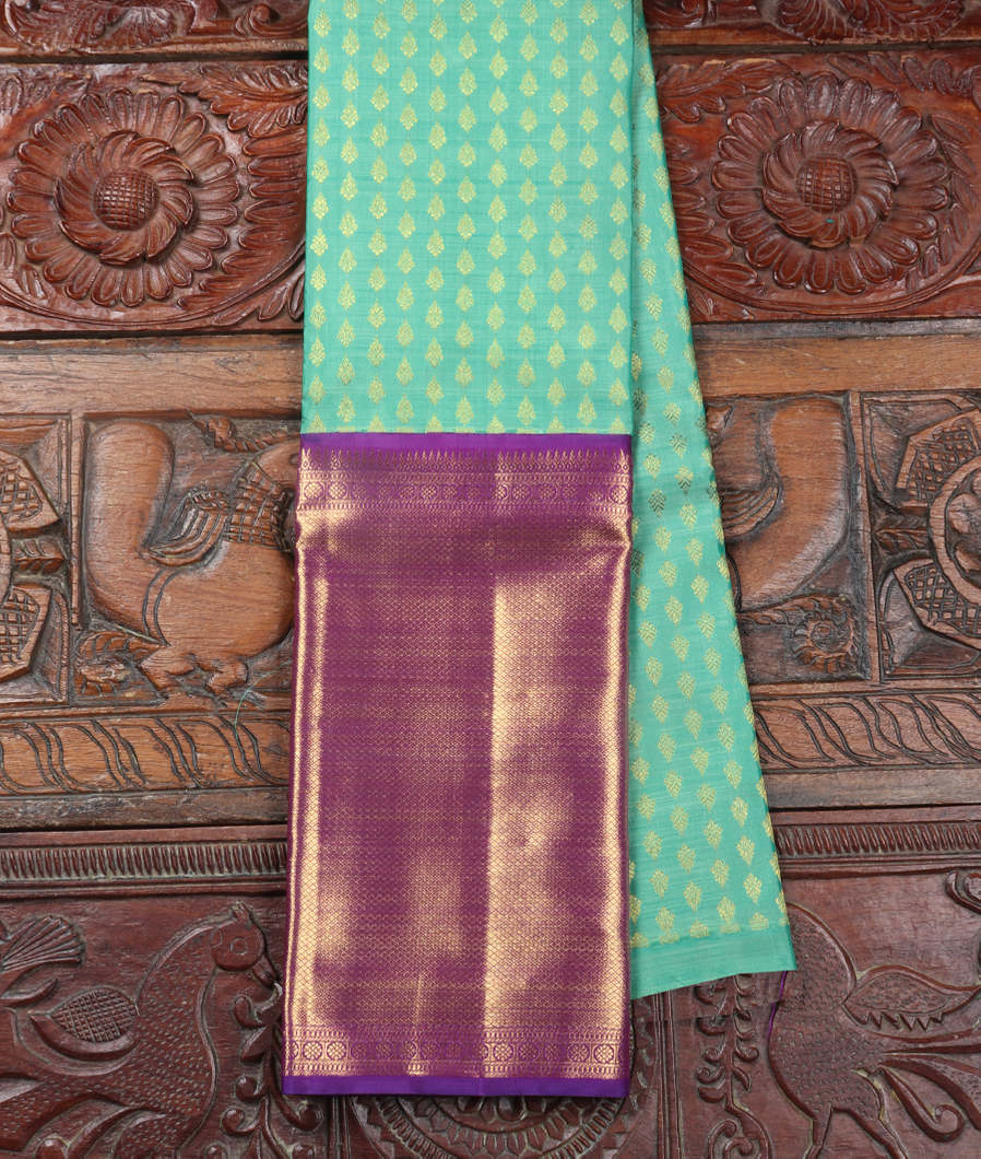 Green Handwoven Kanjivaram Silk Pavadai T350220-image