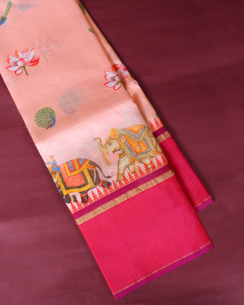 Pink Printed Soft Silk Saree T361178-image