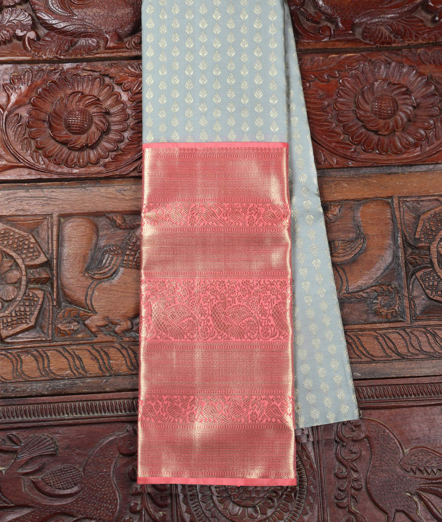 Grey Handwoven Kanjivaram Silk Pavadai T360745-image