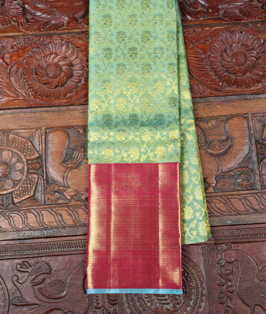 Green Handwoven Kanjivaram Silk Pavadai T360728-image