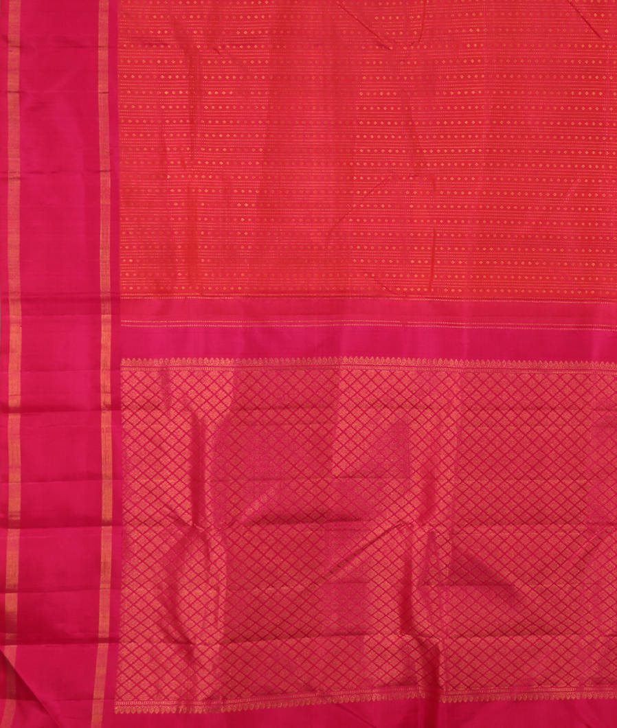 Pinkish Orange Handwoven Kanjivaram Silk Saree T3511874