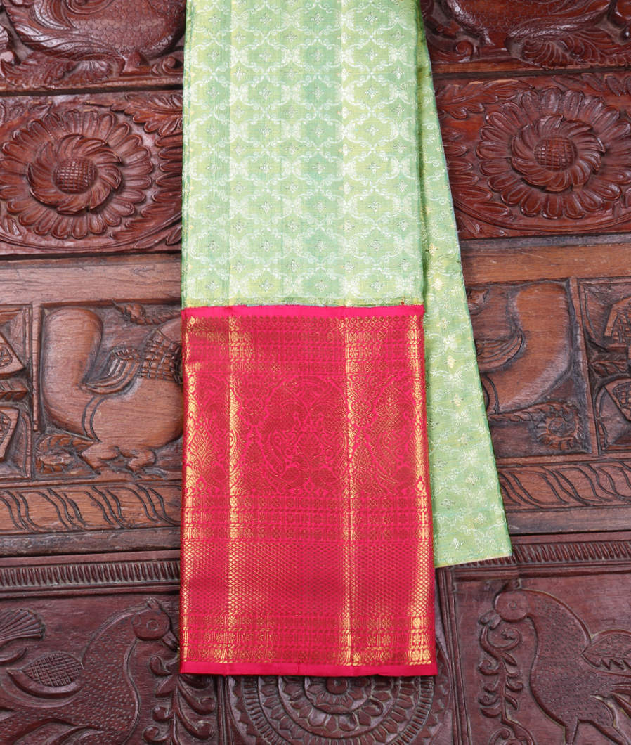 Green Handwoven Kanjivaram Silk Pavadai T360769-image
