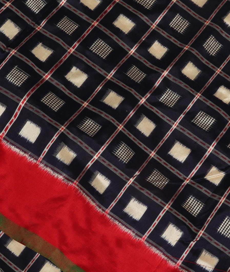 Midnight Blue Ikat Silk Saree T358290-image