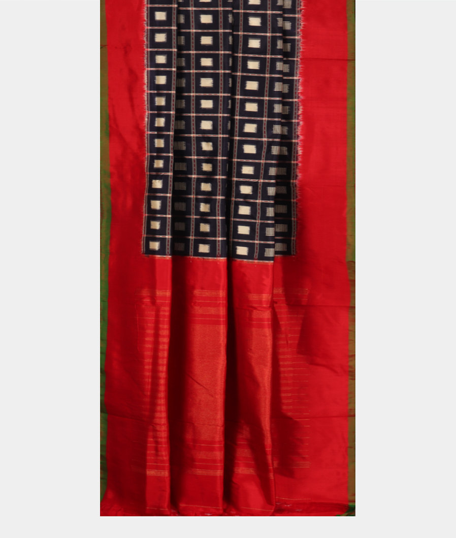 Midnight Blue Ikat Silk Saree T3582902