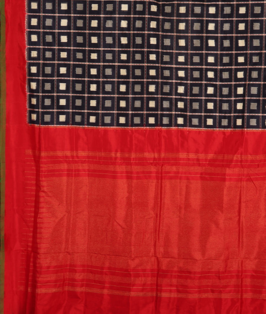 Midnight Blue Ikat Silk Saree T3582904