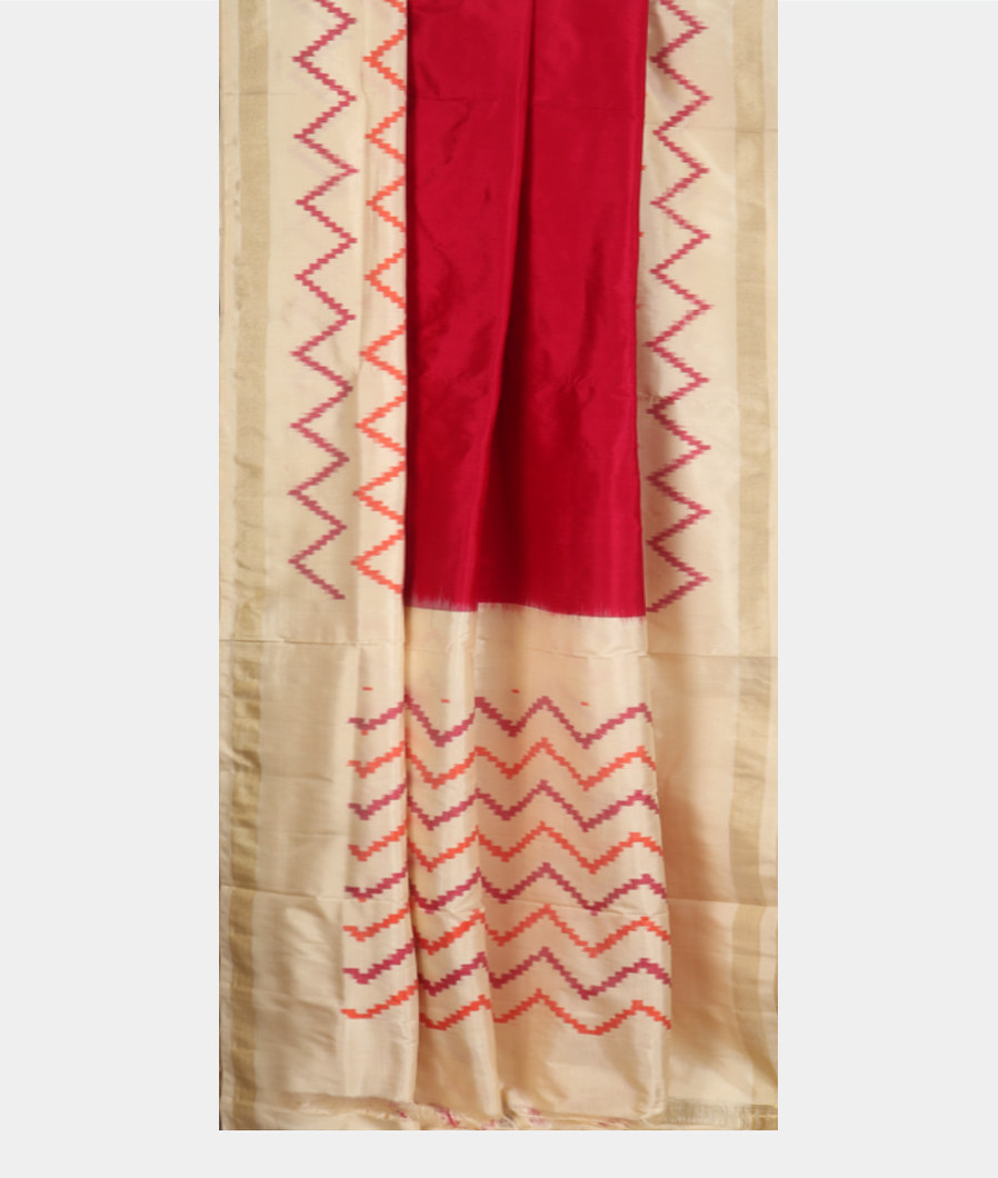 Magenta Ikat Silk Saree T3593482
