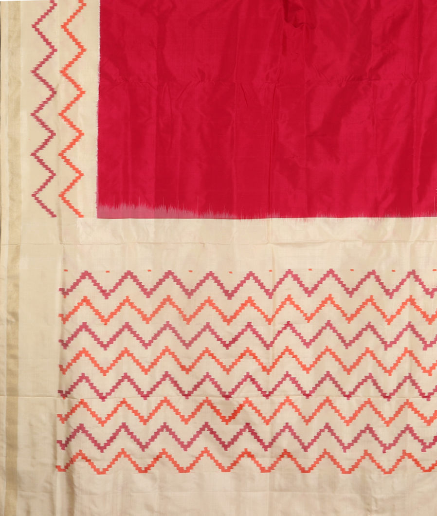 Magenta Ikat Silk Saree T3593484