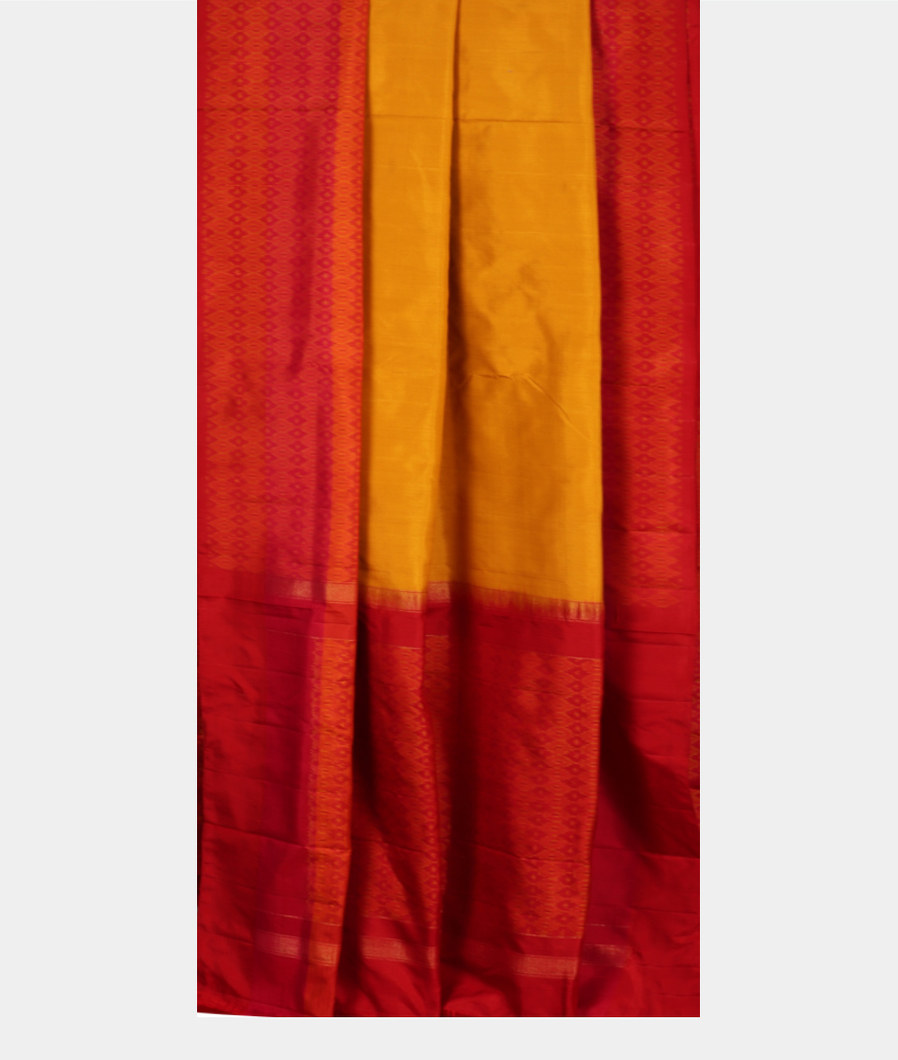 Yellow Ikat Silk Saree T3575912