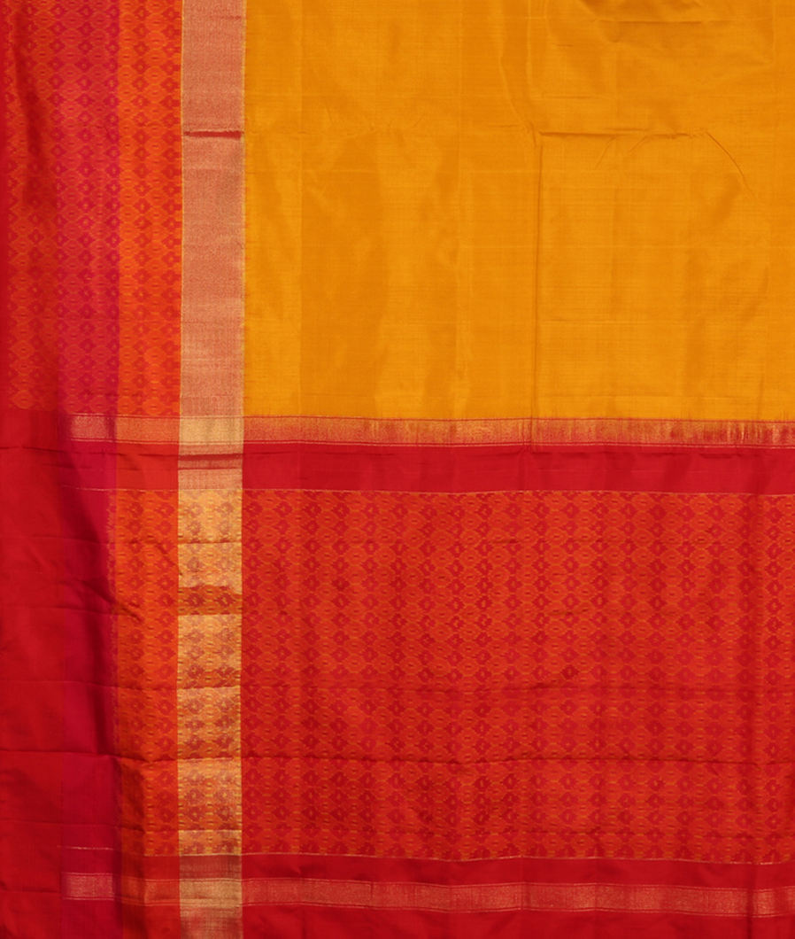 Yellow Ikat Silk Saree T3575914