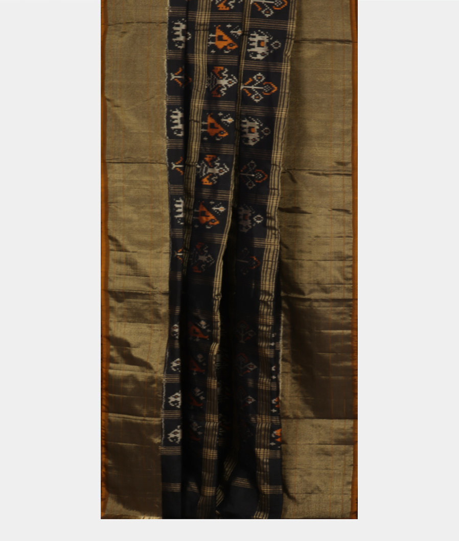 Black Ikat Silk Saree T3571932