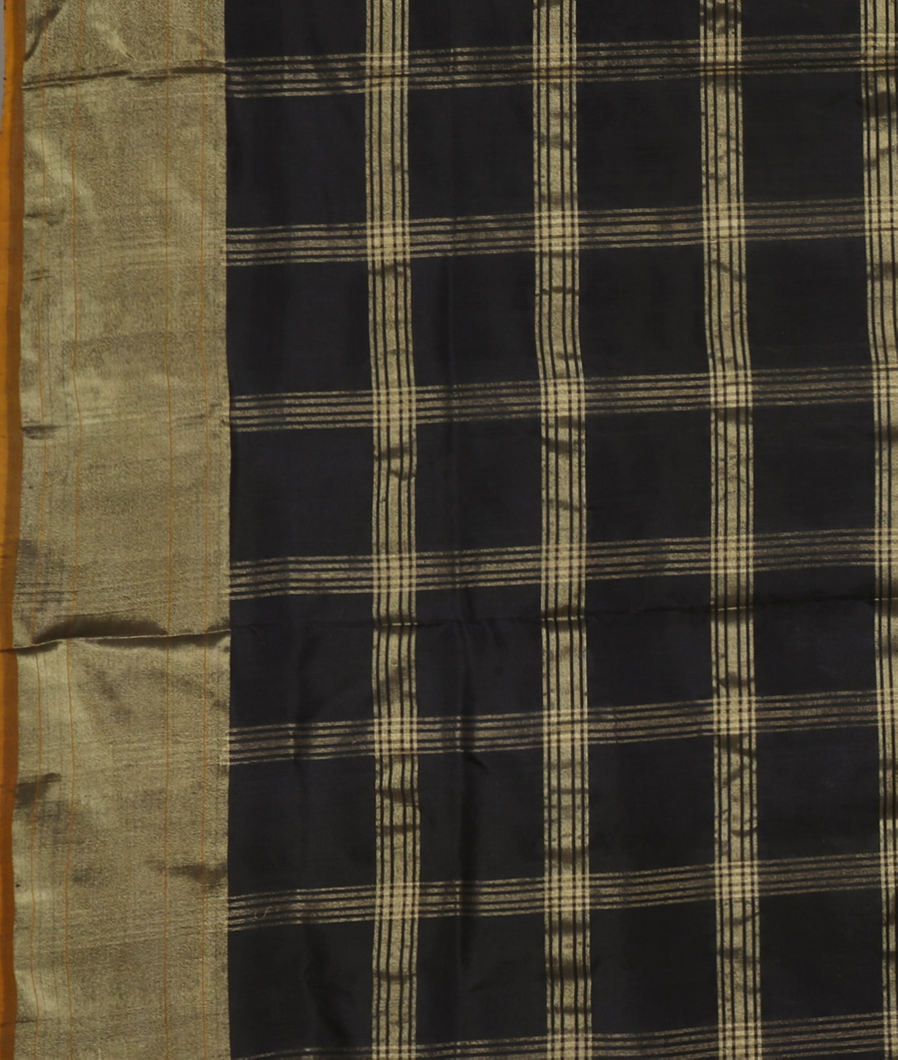 Black Ikat Silk Saree T3571933