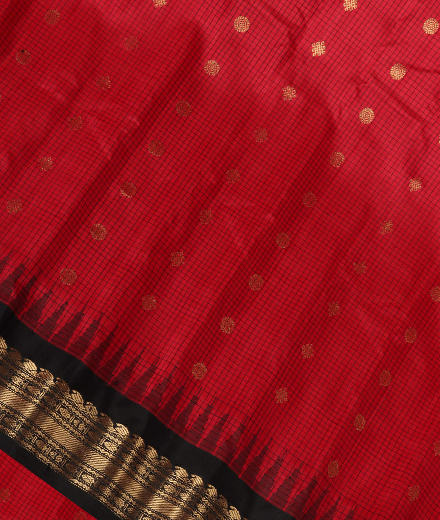 Red Gadwal Silk Saree T358741-image