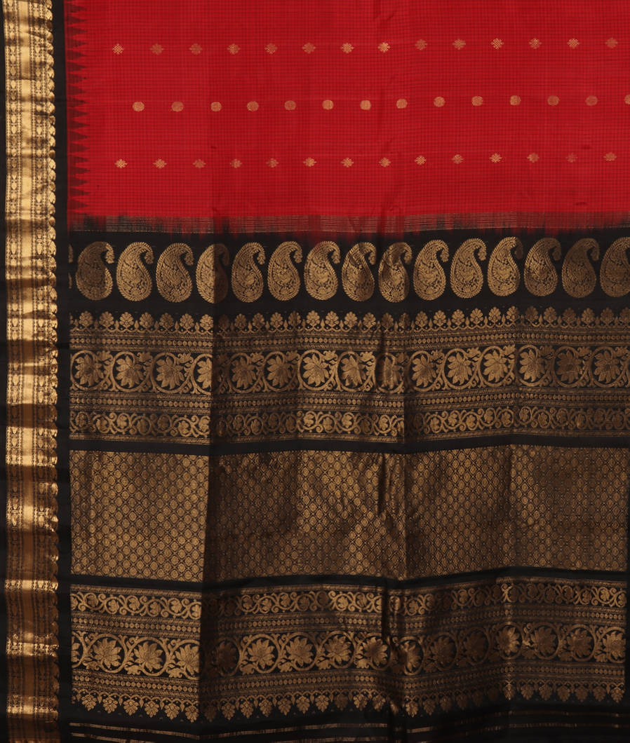 Red Gadwal Silk Saree T3587414