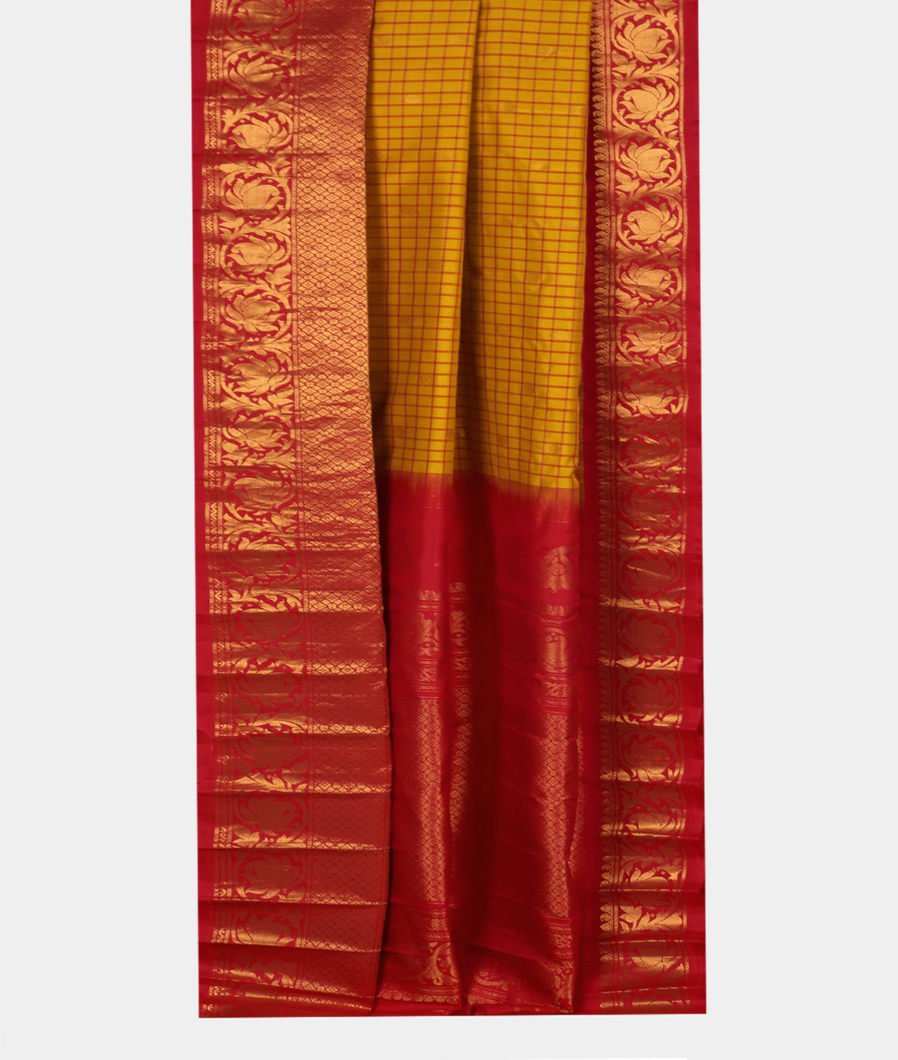 Yellow Gadwal Silk Saree T3120312