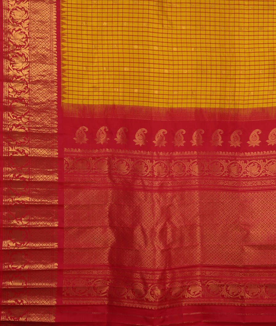 Yellow Gadwal Silk Saree T3120314