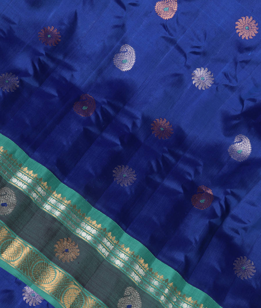 Blue Gadwal Silk Saree T358760-image