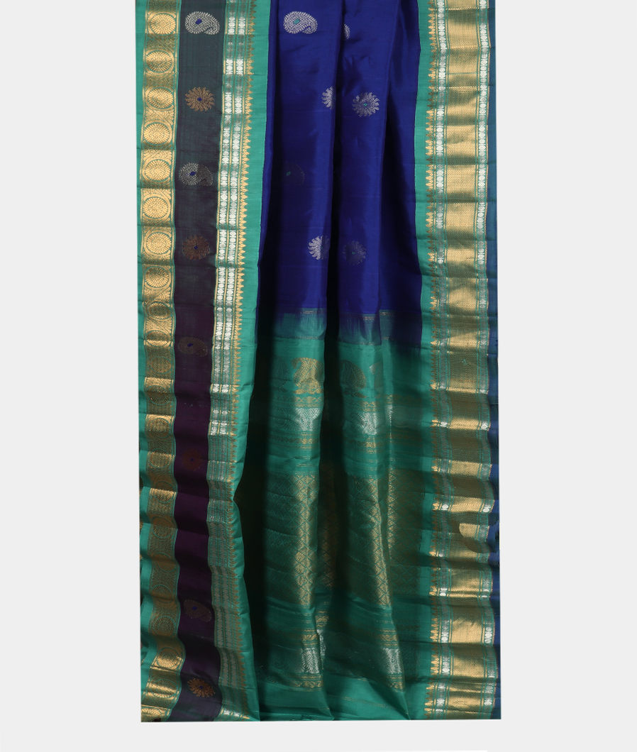Blue Gadwal Silk Saree T3587602