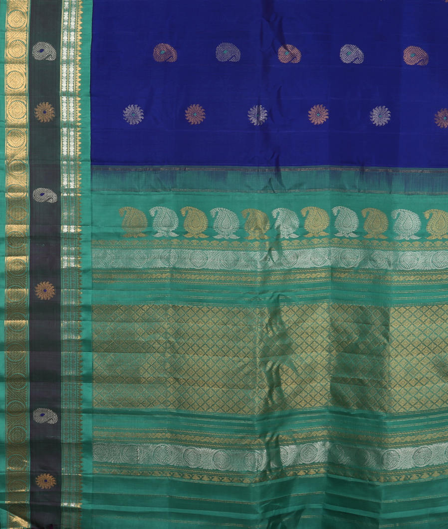 Blue Gadwal Silk Saree T3587604