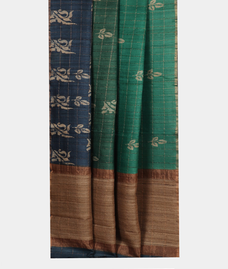 Green Tussar Printed Saree T3513822