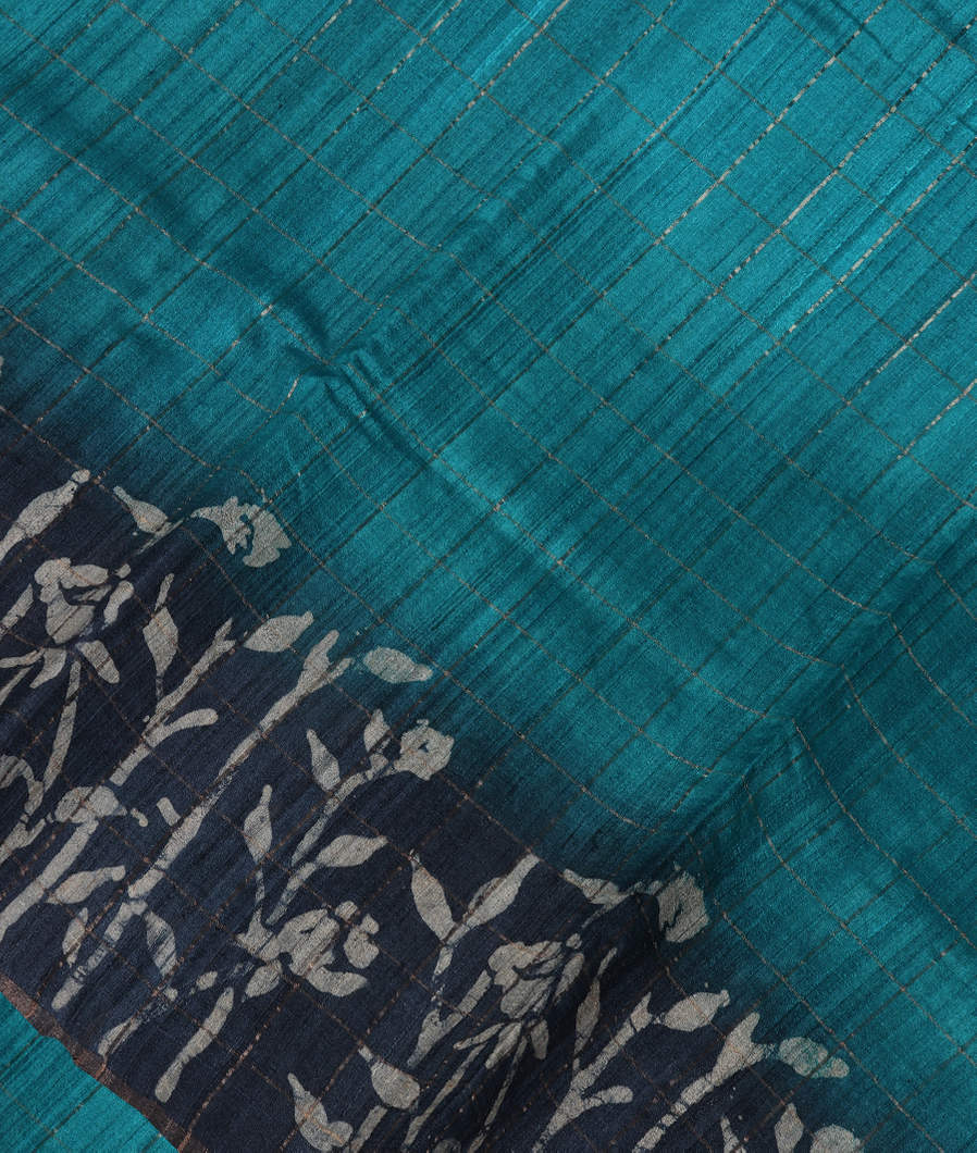 Blue Tussar Printed Saree T347478-image