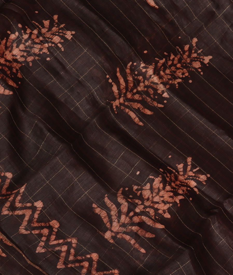 Brown Linen Printed Saree T349065-image