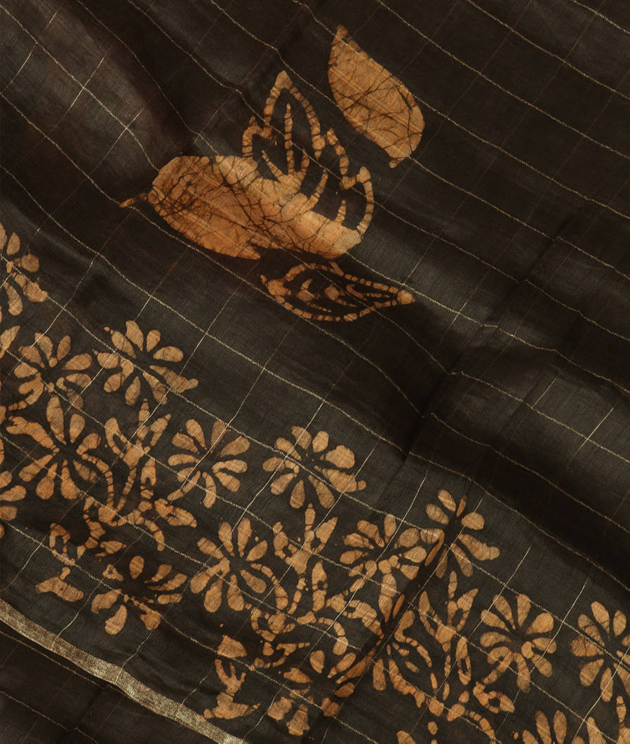Brown Linen Printed Saree T336774-image