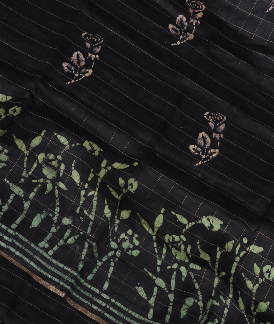 Black Linen Printed Saree T349063-image