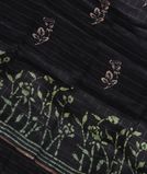 Black Linen Printed Saree T3490631