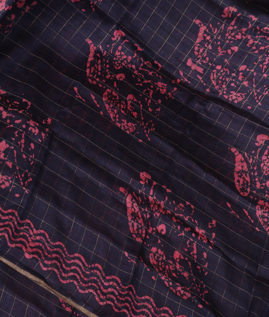 Blue Linen Printed Saree T336785-image