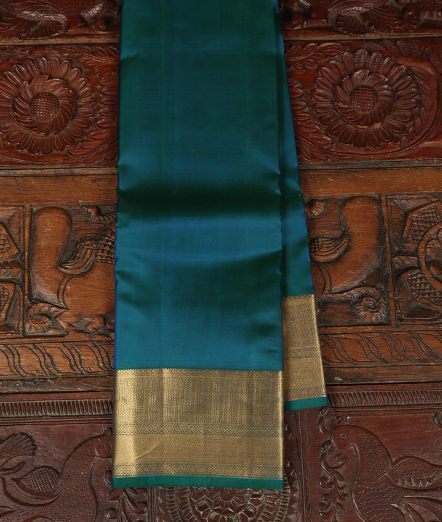 Peacock Blue Soft Silk Saree T351792-image