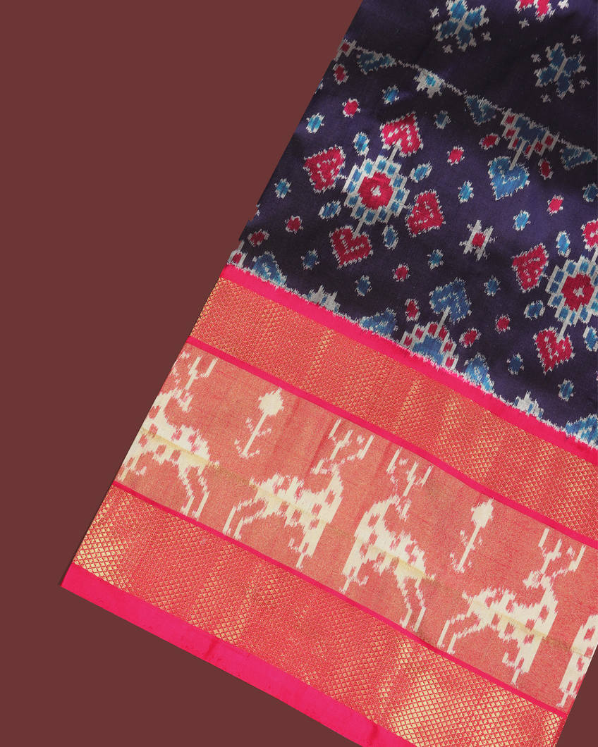 Blue Ikat Silk Saree T358245-image