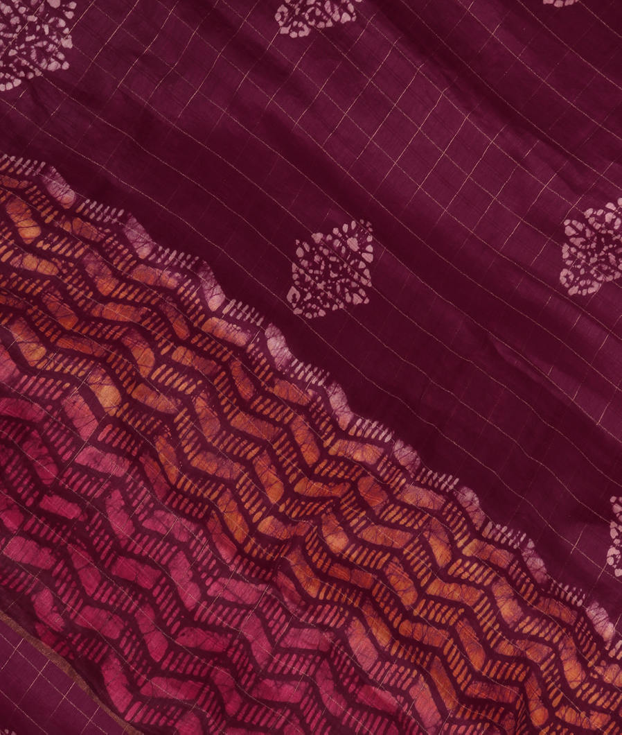 Burgundy Linen Printed Saree T336773-image