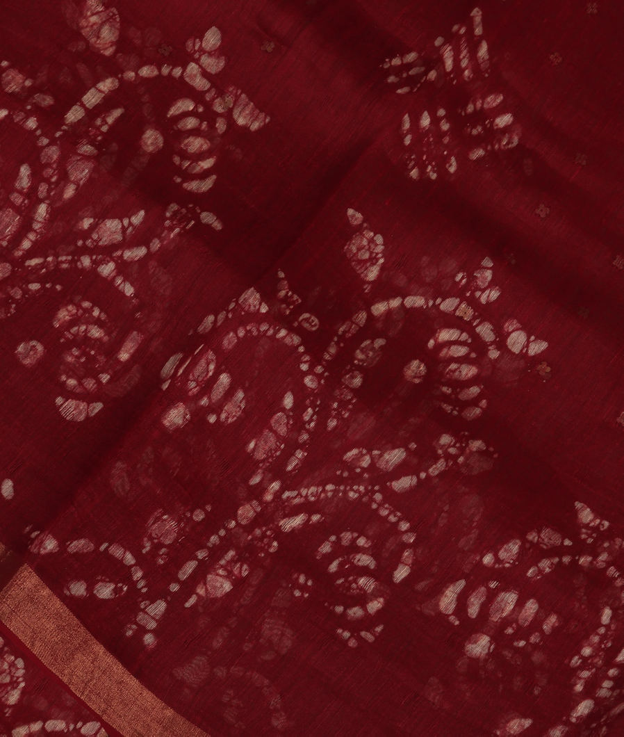 Maroon Linen Printed Saree T343922-image
