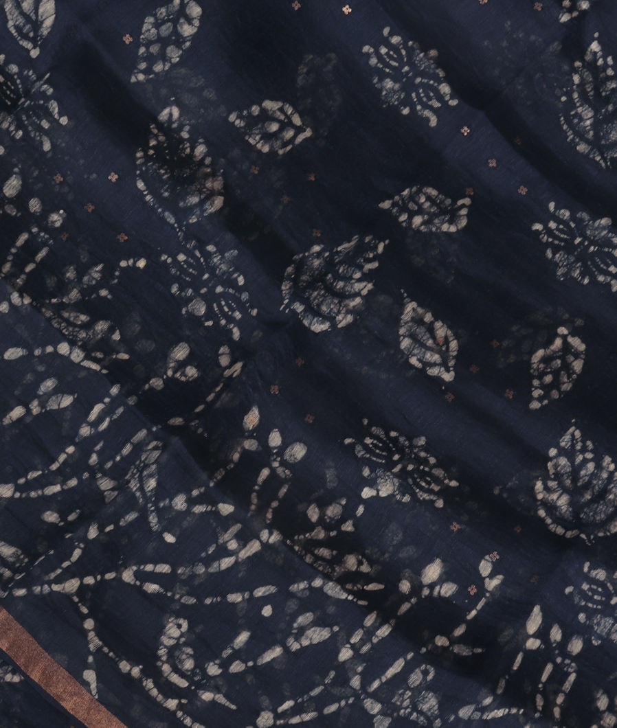 Blue Linen Printed Saree T349039-image