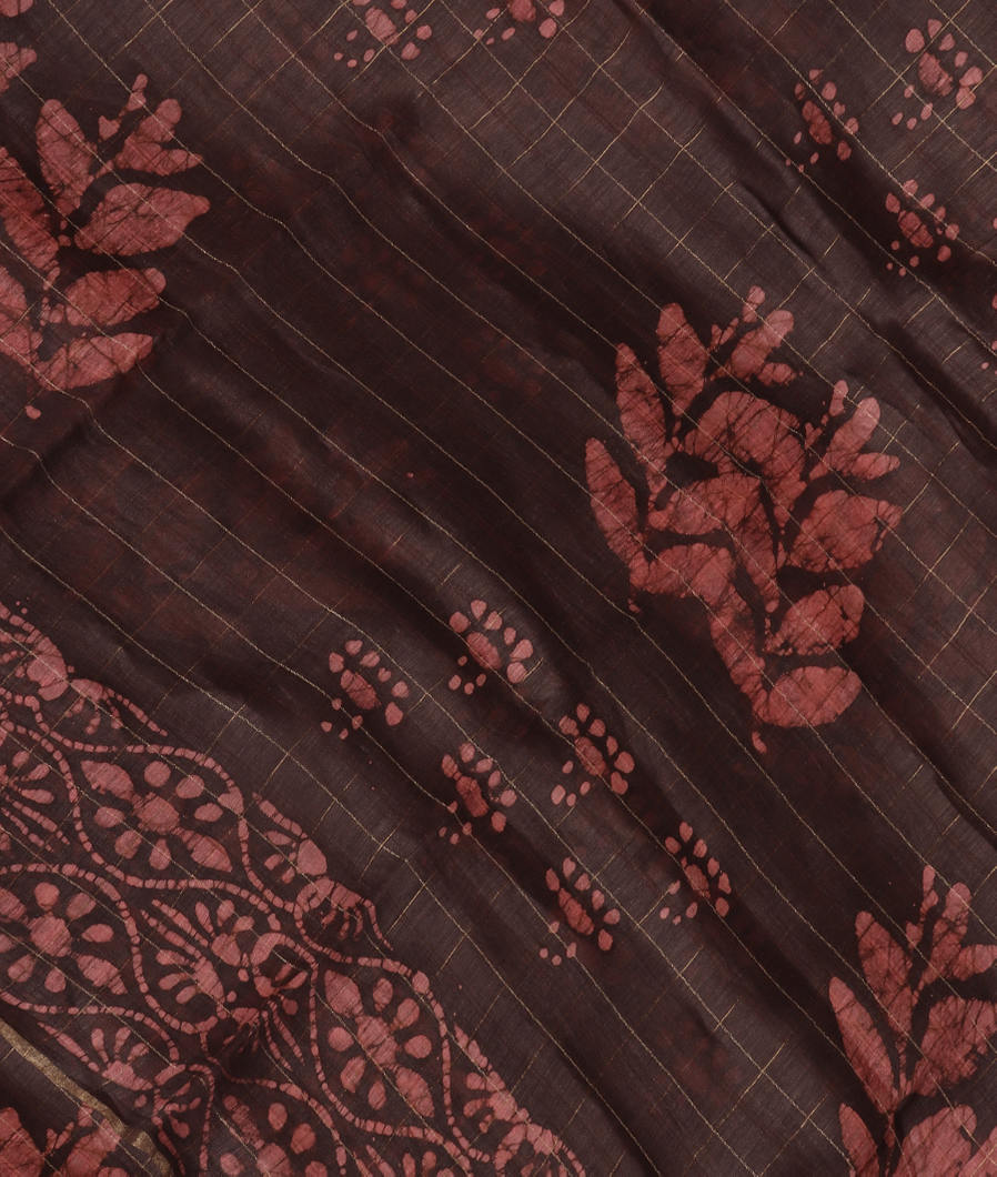 Brown Linen Printed Saree T349055-image
