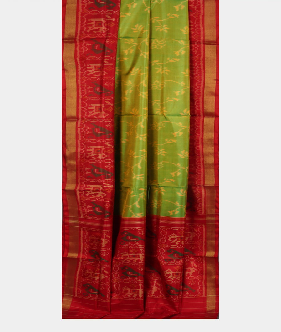 Yellowish Green Patola Silk Saree T3452712