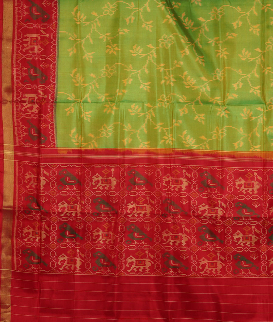 Yellowish Green Patola Silk Saree T3452714