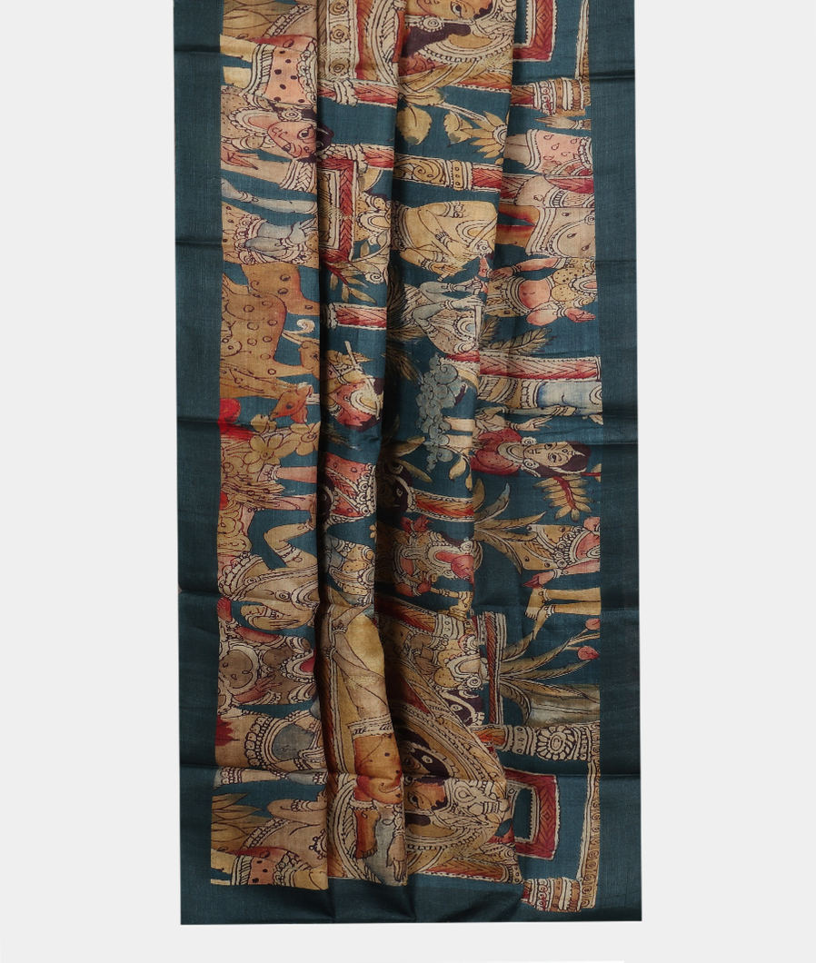 Blue Tussar Printed Saree T3501582