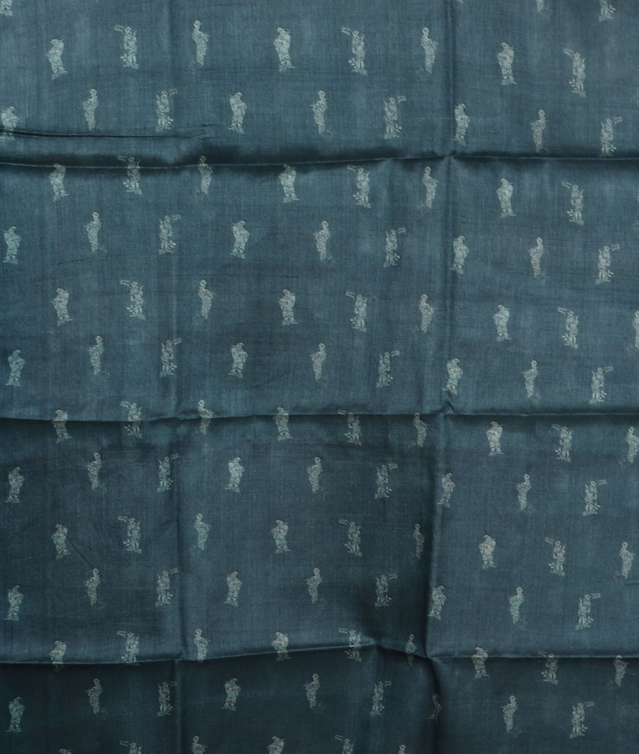Blue Tussar Printed Saree T3501583
