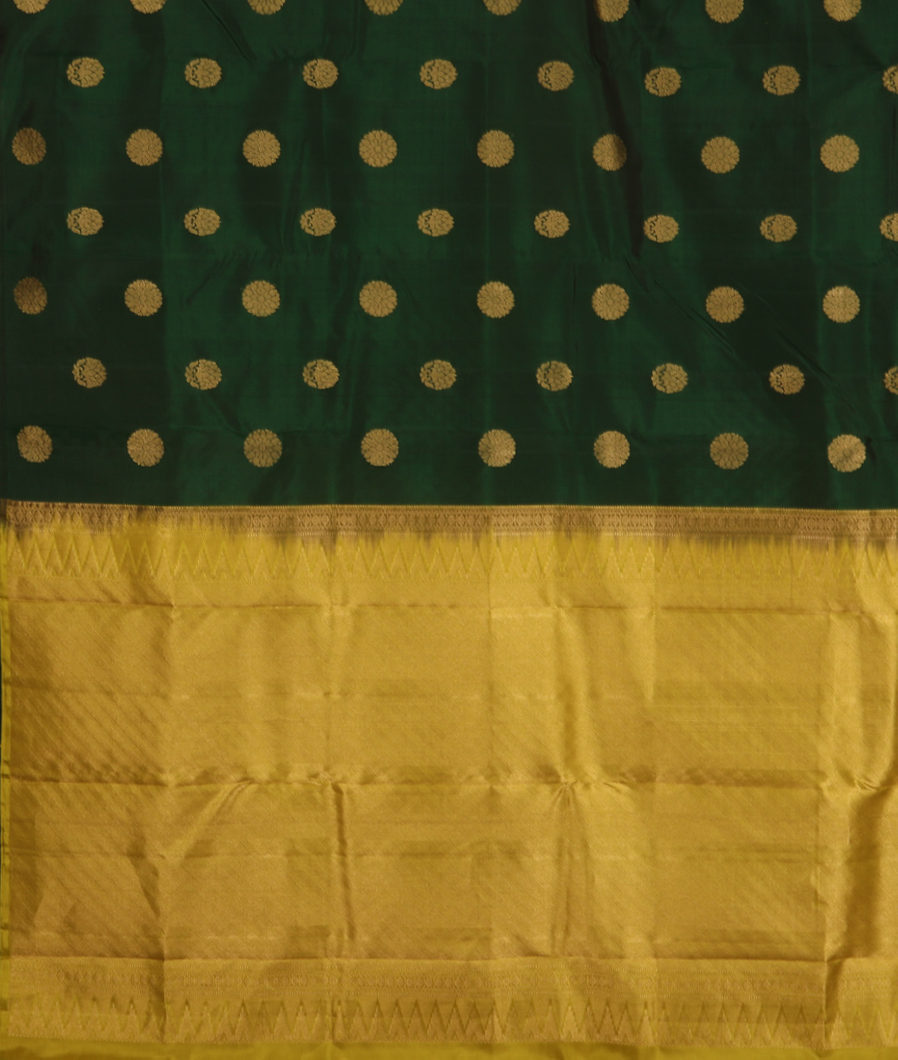 Bottle Green Handwoven Kanjivaram Silk Saree T3601384