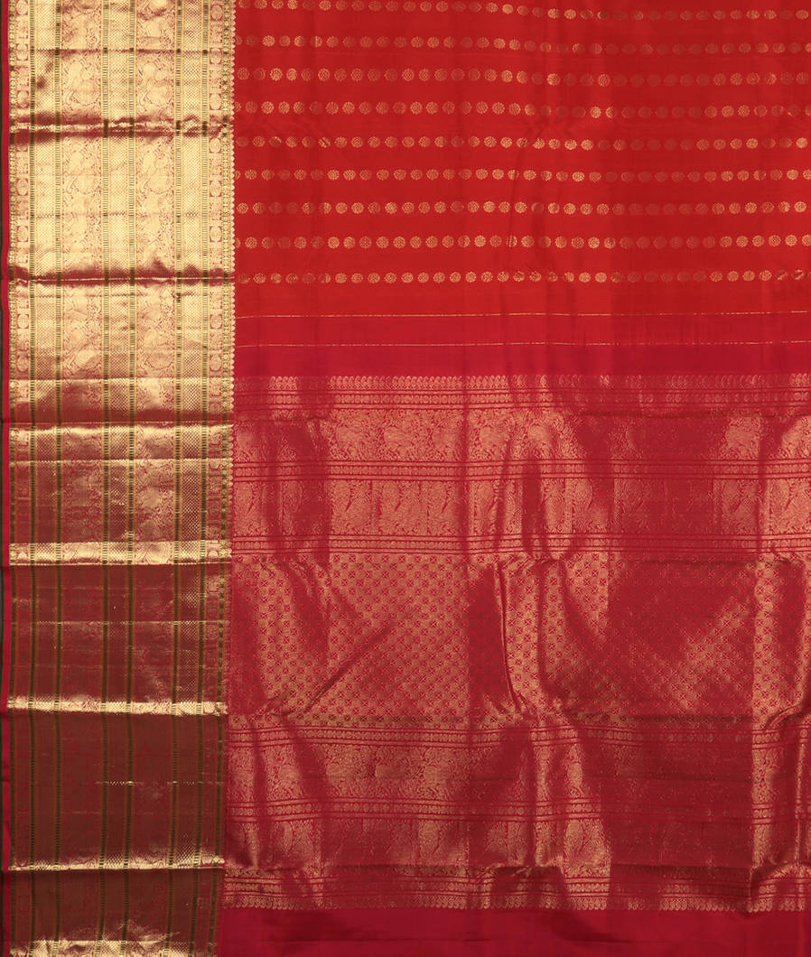 Red Handwoven Kanjivaram Silk Saree T2910464